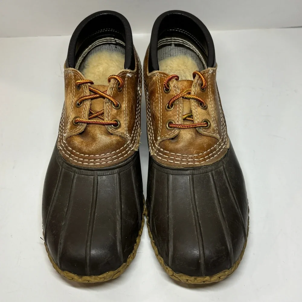 LL Bean Gum Shoes Men 9 Brown Shearling Lined‎ Duck Boots Maine Made
